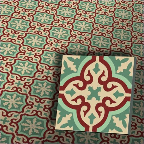 Jugendstil Fliesen - Fliesenteppich mit Dekor Iraquia mit Bordüren (grün, Musterpaket)