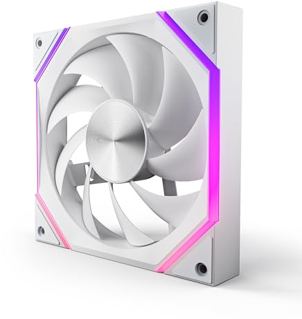 AsiaHorse RGB PC Lüfter 140MM Gehäuselüfter [HDB] 89,77 CFM/1800 RPM/3,24 MMH2O 5V3PIN ARGB und 12V4PIN PWM Lüfter, 50,000 Stunden Lebensdauer NyotaMega-A14-Weiß