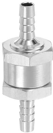 sourcing map Clapet anti-retour à sens unique en alliage d'aluminium de 6 mm pour essence, diesel, gaz, huile, air, eau, argent