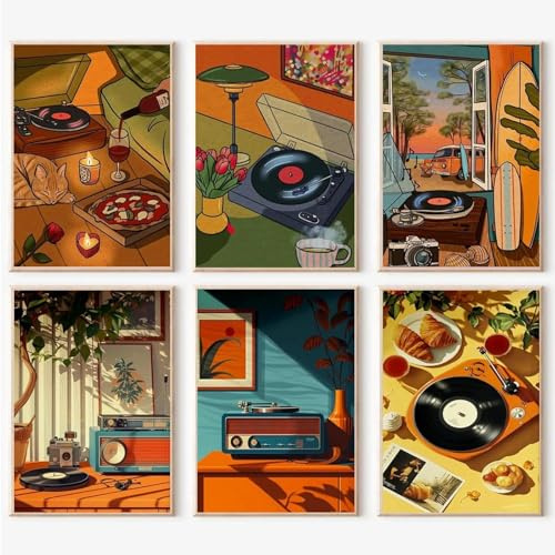 JATOK Malen nach Zahlen Erwachsene, 6er-Set kleine Bilder Musik, 25 x 35 cm | 6 einzeln ausgestattete Malsets mit Leinwand, Acrylfarben und Pinseln; kleine Projekte für Anfänger, Paare oder Gruppen