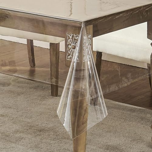 Clear PVC Tablecloth, Wipeable Table Cover, Waterproof Plastic Protector | Rectangular 180x140cm (71x55in), Oilproof & Easy Wipe Clean, Indoor/Outdoor Use, Cut-to-Size Option, Reusable & Durable