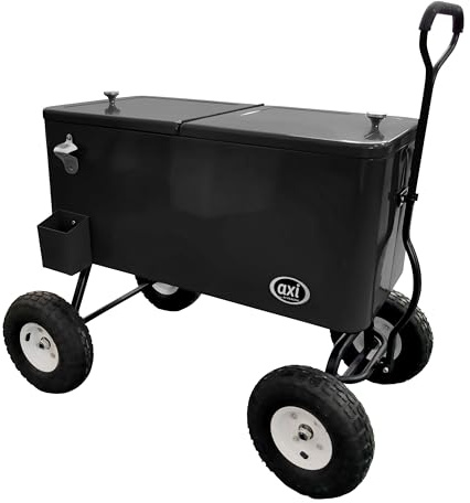 AXI Retro Refrescador Negro | Carrito/Nevera/Nevera con Ruedas - 76 litros | Nevera movil para el Jardin/Exterior.