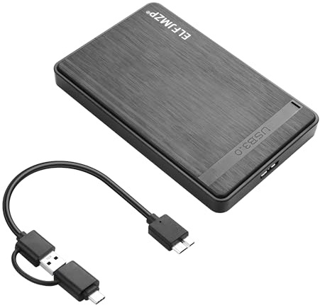 ELFJMZP Externer HDD-Caddy mit 2,5 Zoll (2,5 Zoll), USB 3.0, ultraspeed, mit USB-A auf Typ-C-Anschluss. Tragbares Datengerät mit großer Kapazität