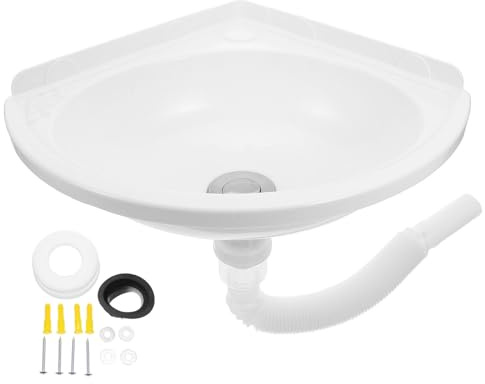 NUOBESTY Lavabo para baño: Lavabo triangular pequeño para baño suspendido - Tocador de esquina para espacios pequeños, baños pequeños y áreas de servicio.