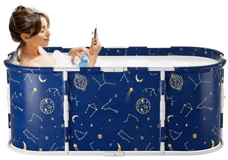 Sinuyie Foldable Bathtub for Adults, 47.2x23.6x19.69 Portable Soaking Tub for Hot & Ice Bath, Freestanding Collapsible Bathtub, Folding SPA Tub for Home Travel Camping