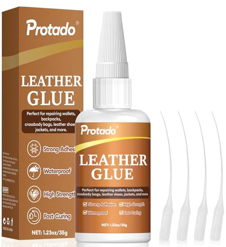 Protado Leather Glue, 35g Heavy Duty Super Strong Clear Glue, Waterproof Flexible Adhesive for Leather Bonding, Repair, Shoes, Bags, Sofas, Belts, Crafts, DIY Kits