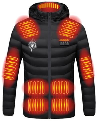 Heated Jacket Women Men,Winter Warm Padded Coat Full Zip USB Charging Electric Hooded Heating Jackets 4 Levels Heat Settings Heated Body Warmer Coats 9/19/21 Heating Zone Heat Coat for Walking S-4XL
