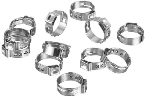 CashMuch 10 raccordi a crimpare ad anello singolo in acciaio inossidabile per tubi da 7-14 mm, fascette stringitubo