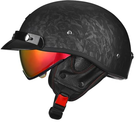 Caschi Jet E Demi-Jet Retro Moto Certificazione DOTECE Casco Mezzo Retrò Moto Caschi Cromwell Vintage Con Visiera Aperto Casco Scodella Caschi Street Cruiser Per Uomini Donne E,M:57-58CM
