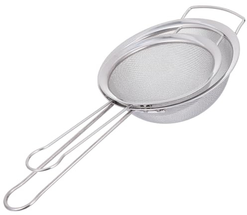 SHINEOFI Lot 2 Tamis à Farine en Acier Inoxydable 15 Cm et 18 Cm, Passoires à Mailles Fines Solide pour Pâtisserie, Ustensiles la Cuisine Inox Professionnel, Outils de Tamisage pour Farine