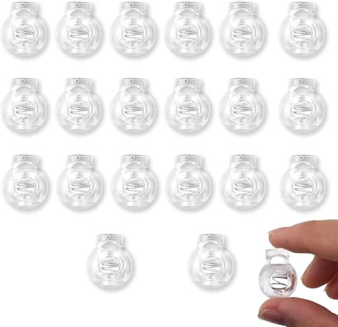 Weilin 20 Pcs Toggles for Drawstrings, Cord Lock Stopper End Spring Stop, Plastic Roman Blind Clips, Drawstring Toggle Single Hole for Drawstring Clothing Shoelace Bag Camping