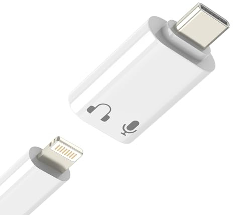 Headphone Adapter for iPhone 17 16 15 Pro Max USB C Male Lightning Female Audio Microphone Cable Adaptor Jack Dongle Converter Connector Plug Connecter Port for iPad Macbook Speaker Lighting for Apple