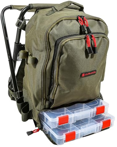 Ultimate Sedia Con Zaino Angler (Incl. 2 Cassette Per Materiali!) - Zaino Da Pesca