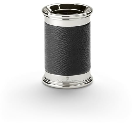 Graf von Faber-Castell - Stiftehalter Epsom Schwarz | Edler Stiftehalter aus italienischem Kalbsleder mit platinierten Metallteilen, handgefertigt in Deutschland