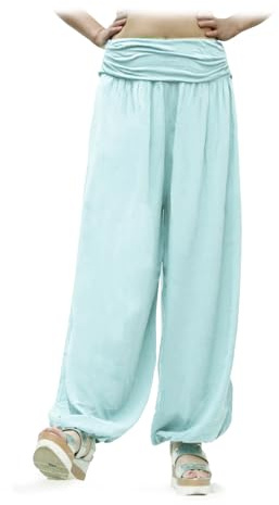 Glamexx24 Dam XXL, lätta pumpbyxor, haremsbyxor, fritidsbyxor, sommarbyxor, byxor med många mönster, 13090, BRUN, M/L