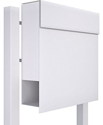 Standbriefbox med tidningsfack, design brevlåda manhattan ställ vit – Bravios