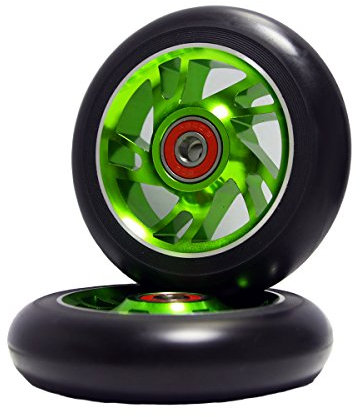 Z-FIRST 2 Stück 100 mm Pro Stunt Scooter Rollen mit ABEC 9 Kugellager für MGP/Razor/Lucky/Envy/Vokul Pro Scooters räder, grün