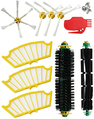 MIRTUX - kit di ricambi per Roomba serie 505 521 510 530 535 545 550 552 555 560 562 564 570 570 571 575 580 581 585. 10 pezzi di spazzole e filtri, compatibili con iRobot. Ricambi e accessori.