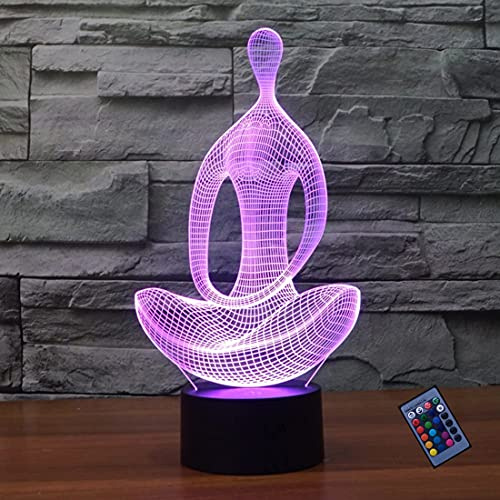 YTDZLTD Creativo 3D Yoga Meditazione Luce Notturna 16 Colori Mutevoli Telecomando USB Potere Toccare Cambiare Lampada Arredamento Lampada LED Lampada da Tavolo Bambini Brithday Natale Regalo
