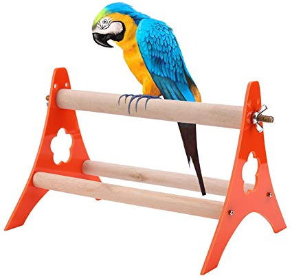 Vogelspielzeug aus Naturholz mit Kletterseil, Sitzstangen und Schaukel für Wellensittiche, Papageien und kleine Vögel, Käfigzubehör zum Klettern und Trainieren