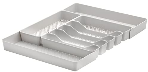 Spectrum Diversified Hexa - Bandeja organizadora de cajones divididos, moderna cocina, utensilios de cocina, soporte para cubiertos, almacenamiento de gabinete, 13 x 16, color gris piedra