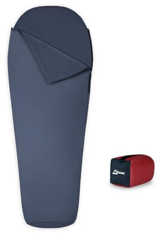 Litume Velvet Sleeping Bag Liner, Fodera per Sacco a Pelo in Velluto E628 Unisex, Acciaio Scuro, 215 x 80 cm/Packed Size: 11 x 16 cm