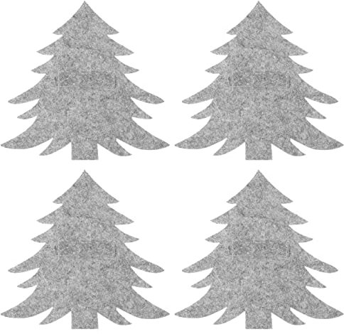 ABOOFAN Weihnachten Besteckhalter Weihnachtsbaum Bestecktasche Besteckbeutel: 4 Stücke Filz Tannbaum Christbaum Tanne Besteckhülle Messer Geschirr Tasche Beutel Urlaub Tischdeko, Grau, 20X20CM