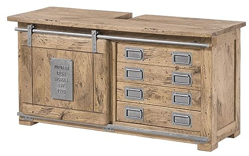MASSIVMOEBEL24.DE Waschbeckenunterschrank Mango beige lackiert Railway #377 | 120x40x60 (BxTxH) 39 kg Industrial montiert vollmassiv