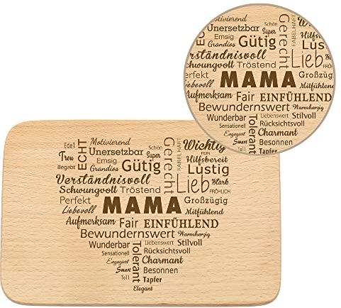 Spruchreif Frühstücksbrettchen Mama Wortherz – Geschenk für Mütter