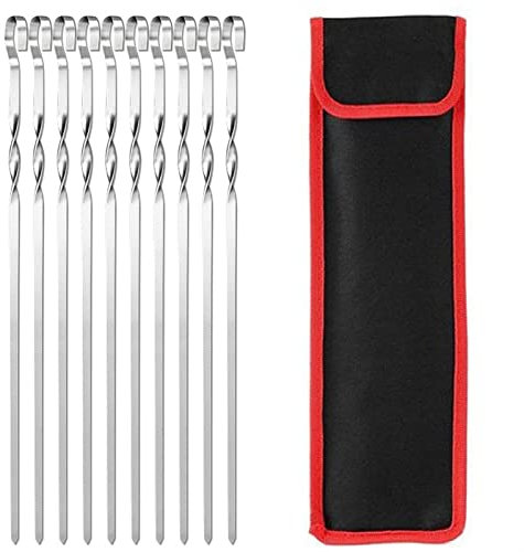 Un Barbecue Barbecue en Acier Inoxydable Barbecue en Métal en Acier Inoxydable Barbecue Barchette Bâtis Kebab Sac De Rangement Pratique avec Sac en Gros (Couleur : 10 pcs)