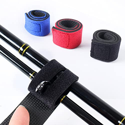 Fascette Elastiche per Canne da Pesca, 6pc Cinghie canna da Pesca ,Attrezzatura e Accessori da Pesca,Canne da Pesca Cintura Fasciatura,Anti-skid,Fissaggio Canna da Pesca (2 Rosso, 2 Blu e 2 Nero)