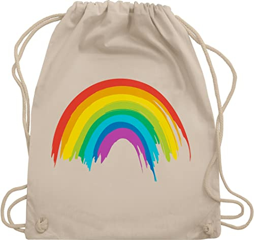 Turnbeutel Rucksack - Kleidung Pride Flag - Regenbogen LGBT & LGBTQ - Unisize - Naturweiß - lgbtq-tasche csd rainbow bauwollbeutel lgbtq+ beutel lesbian christopher street day turnsack tasche lqbtq
