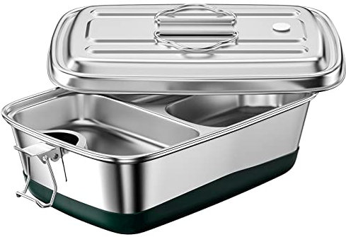 Uootach Lunch Box in Acciaio Inox, 2000ML Scatola Per Il Porta Pranzo a Tenuta Stagna con scomparti, Contenitore durevole ed ecologico, per bambini e adulti, scuola