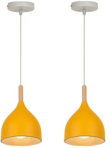 WOTTES 2PCS Pendelleuchte Industrial Lampenschirm Hängelampe Moderner Stil Deckenlampe E27 Lampe Metall Schöne Küchenlampe Beleuchtung Innen für Schlafzimmer, Kinderzimmer, Wohnzimmer