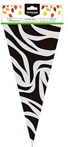 10 Süßigkeitentüten mit Zebramuster mit Safari-Thema, 18 x 37 cm, Süßigkeitentasche, Geburtstagsparty, Safari-Tüte und Süßigkeitenboxen (Zebra-Tasche)