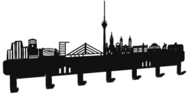 steland metallmanufaktur® Schlüsselbrett Skyline Düsseldorf (30x10cm) – modernes Design mit unsichtbarer Befestigung, extra Schlitze, inkl. Montagematerial – Schlüsselhalter Flur Deko – Leichtgewicht