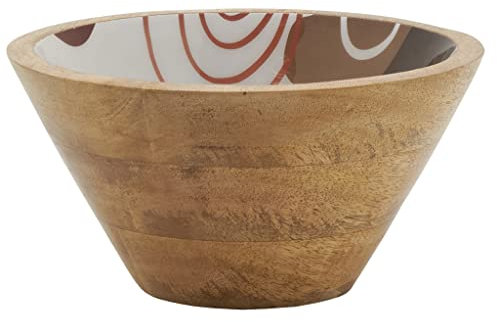 AUBRY GASPARD - Corbeille Manguier Résine - Multicolore Terracotta Kaki Ocre - Ø 20 cm x Hauteur 10 cm - Fabrication Artisanale - Motifs Uniques - Idéale Ingrédients Secs ou Fruits