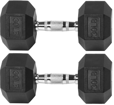 Fitvids Paire d'haltères hexagonaux recouverts de caoutchouc, 13,5 kg