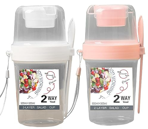 Barattoli Di Avena Durante La Notte, 2PCS Barattoli Per Avena Con Coperchi E Cucchiaio, Riutilizzabile Porta Yogurt, Contenitore Per Avena Durante La Notte, Tazza Yogurt E Cereali, Contenitore Yoghurt
