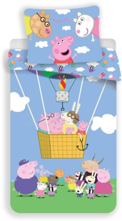 Bettwäsche Set Kinder 100 x 140 cm kompatibel mit Peppa Pig (Peppa-Ball)