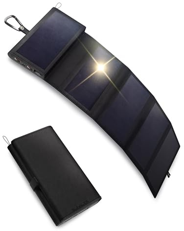 Mini Batterie Externe Solaire Portable 10000 mAh 8W Sunslice Electron, Plus Petit Chargeur Solaire, Panneau Solaire Portable pour Smartphone, pour Randonnée, Compatible avec Toutes Les Marques, Noir