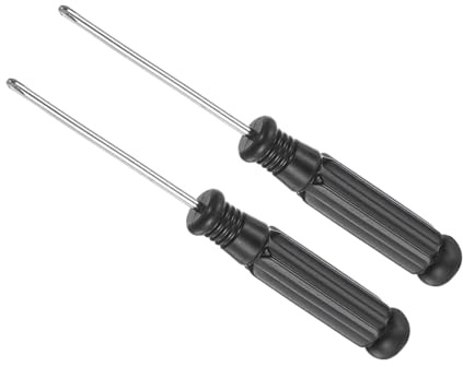 CoCud 2 Stück Mini Phillips Schraubendreher 2,0 mm Größe Kohlenstoffstahl | kleine Kreuzschlitz-Schraubendreher, 92 mm Länge, Mit rutschfestem schwarzen Griff