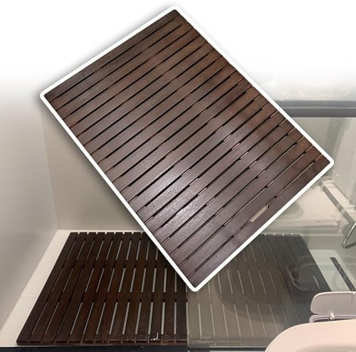 Caillebotis Douche Tapis de Baignoire de Douche en Bois pour Sol de Salle de Bain, Tapis de Plate-forme à Lattes de Spa de Luxe avec Pieds Antidérapants, Tapis de Pied en Bois Robuste pour Égouttoir (