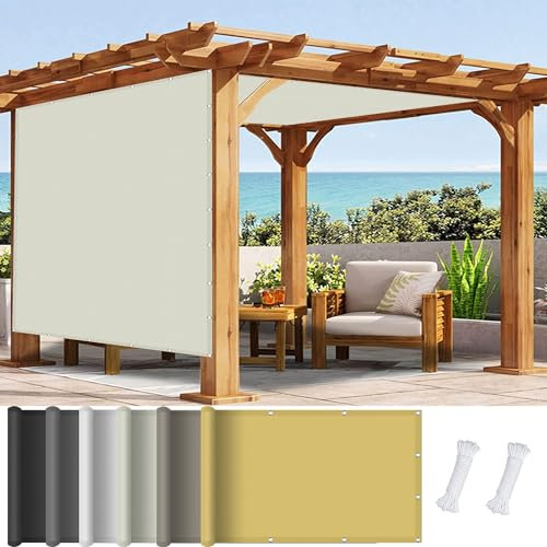 Sonnensegel Sonnenschutz Garten 1.2 x 4.8 m, Wasserdicht 98% UV Schutz Sonnensegel Nach Maß mit öSen inkl Befestigungsseile für Garten Terrasse, Elfenbein
