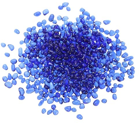 QUARKZMAN Bolas de Vidrio Redondas para Fuego Canicas de Vidrio guijarros de Vidrio Rellenos de Jarrones Gemas para Acuario de Peces 3-6mm 300g/0.67 Lbs Azul Cobalto