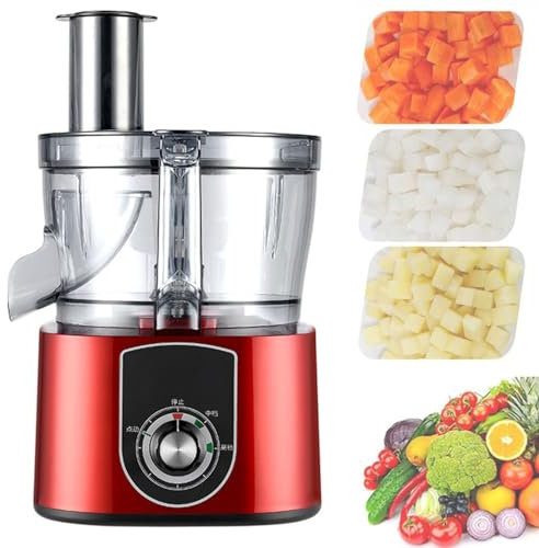 Tritatutto Elettrico Tagliaverdure Professionale Tritatutto Elettrico 600W 2 in 1 Grattugia Multifunzione Professionale per Verdure con Lame in Acciaio Inossidabile, per Cipolle, Carote, Cetrioli,Red