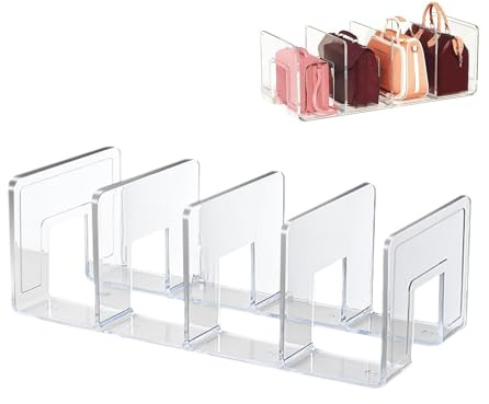 XNSHUN Acryl Regaltrenner Regalteiler, Handtaschen Aufbewahrung Mit 5 Fächern Schrankregalteiler, Schrank Trenner Für Schlafzimmer Schränke Bücherregal Küchenschrank (42cm)