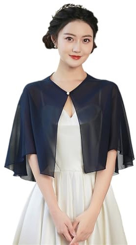 BESTORI Pashmina Schal für Damen Chiffon Hochzeits-Umhang Damen-Wickelumhang Stola Tuch für Abendkleid Dunkelblau