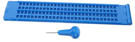 HAPINARY 1set Tavoletta Braille Punteruolo Kit Scrittura Per Non Vedenti Design Resistente e Facile Usare Strumento Educativo Per Studenti Disabilità Visive Blu