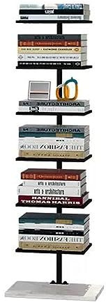 Moderner Bücherturm mit Metallrücken und 8 Etagen, für Wohnzimmer oder Heimbüro, stilvolles schwarzes Eck-Bücherregal (35 x 28 x 115 cm)